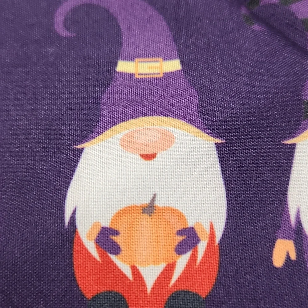 Purple Halloween Pet Bandana w Gnomes New